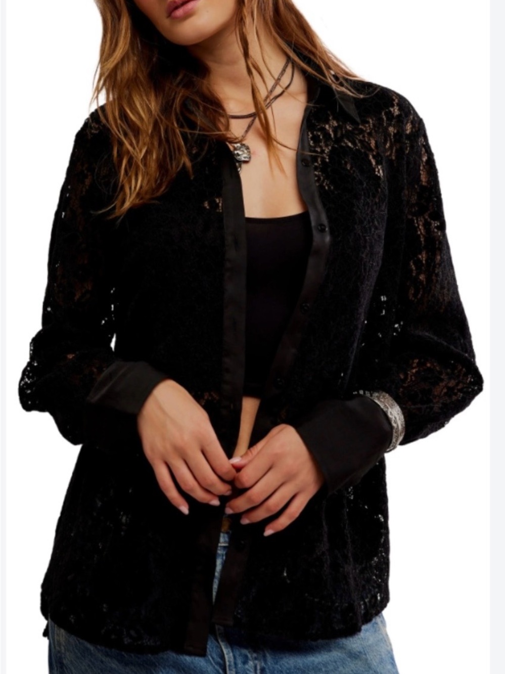 NWT Free People Faith Lace
Button-Up Shirt Size M